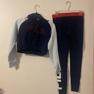 Fila 2 piece cropped hoodie and leggings set